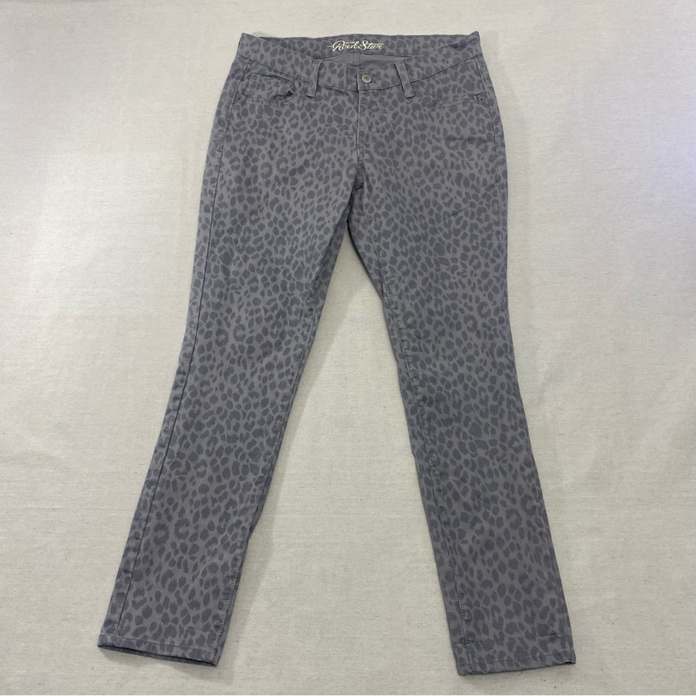 OLD NAVY THE ROCKSTAR GRAY ANIMAL PRINT CHEETAH WOMENS SIZE 12 REG STRETCH 30x28